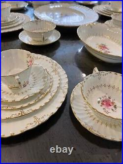ROYAL CROWN DERBY ASHBY 47PC Dinnerware Set England Soup Bowl, Plates, Cups