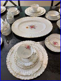 ROYAL CROWN DERBY ASHBY 47PC Dinnerware Set England Soup Bowl, Plates, Cups