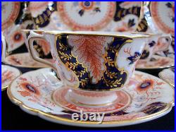 ROYAL CROWN DERBY BATTERSEA IMARI (c. 1937) CUP & SAUCER- SCALLOPED! MINT