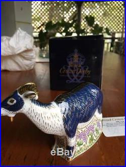 Royal Crown Derby Billy Goat Large Paper Weight Gold Stopper With Box -rare