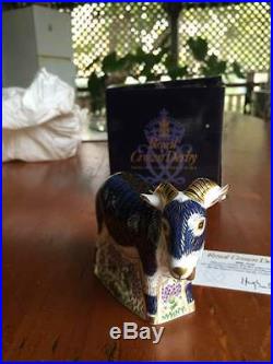 Royal Crown Derby Billy Goat Large Paper Weight Gold Stopper With Box -rare