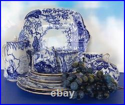 ROYAL CROWN DERBY? Blue Mikado? ELEVEN PIECE Tea For FOUR? Antique/Vintage