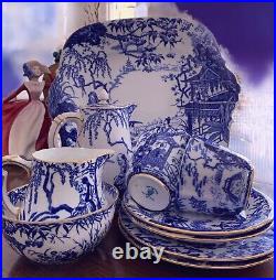 ROYAL CROWN DERBY? Blue Mikado? ELEVEN PIECE Tea For FOUR? Antique/Vintage