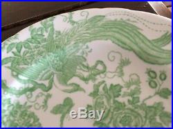 ROYAL CROWN DERBY Bone China Green Aves Services Dinner Plates Set of 10