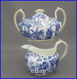 ROYAL CROWN DERBY England Blue MIKADO Bone China Cream & Lidded Sugar Bowl Set