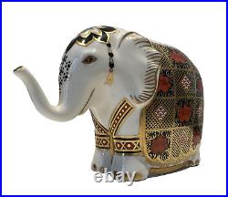 ROYAL CROWN DERBY English Bone China LIII ELEPHANT With Gold Coloured Stopper VG