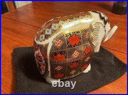 ROYAL CROWN DERBY English Bone China LIII ELEPHANT With Gold Coloured Stopper VG