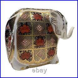 ROYAL CROWN DERBY English Bone China LIII ELEPHANT With Gold Coloured Stopper VG