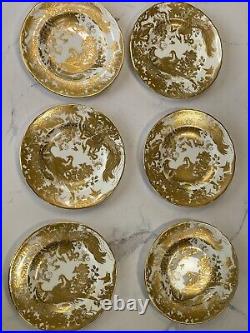 ROYAL CROWN DERBY GOLD AVES 6 Bread & Butter Dessert Plates 6.25 diameter