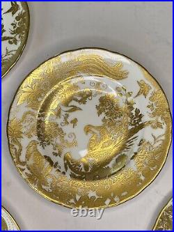 ROYAL CROWN DERBY GOLD AVES 6 Bread & Butter Dessert Plates 6.25 diameter