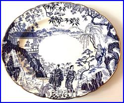 ROYAL CROWN DERBY MIKADO BLUE 13x11 OVAL SERVING PLATTER