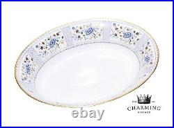 ROYAL CROWN DERBY Mandarin Blue Pattern Porcelain Oval Vegetable Bowl