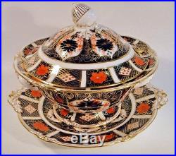 Royal Crown Derby Old Imari #1128 Tureen With Original Underplate England 1972
