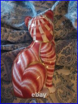 ROYAL CROWN DERBY Paperweight GINGER CAT SITTING withPlug RARE