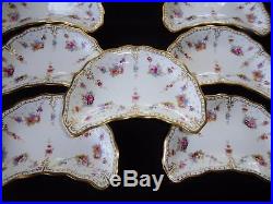 Royal Crown Derby Royal Antoinette Crescent Shape Salad Plates Set Of 7