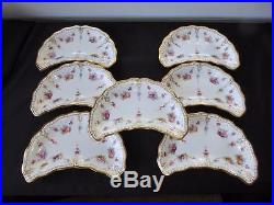 Royal Crown Derby Royal Antoinette Crescent Shape Salad Plates Set Of 7