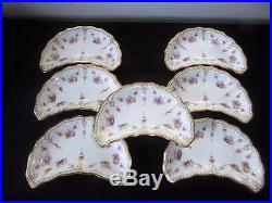 Royal Crown Derby Royal Antoinette Crescent Shape Salad Plates Set Of 7