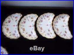 Royal Crown Derby Royal Antoinette Crescent Shape Salad Plates Set Of 7