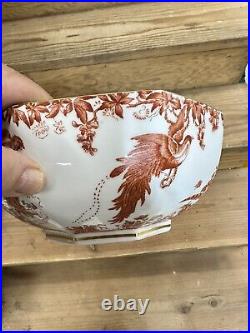 ROYAL CROWN DERBY Red Aves 8 Octagonal Vegetable Bowl Birds Great