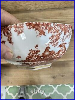 ROYAL CROWN DERBY Red Aves 8 Octagonal Vegetable Bowl Birds Great