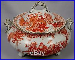 ROYAL CROWN DERBY Red Aves A74 Covered Vegetable Serving Bowl