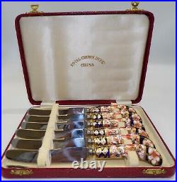 ROYAL CROWN DERBY TRADITIONAL IMARI Luncheon KNIFE SET of 6 IN ORIGINAL BOX