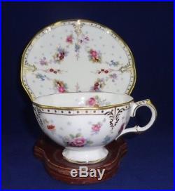 ROYAL CROWN DERBY Tea Cup & Saucer ROYAL ANTOINETTE Pattern