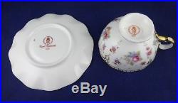 ROYAL CROWN DERBY Tea Cup & Saucer ROYAL ANTOINETTE Pattern