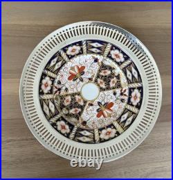 ROYAL CROWN DERBY Traditional Imari Dessert Plate WithSterling Rim 925 Great