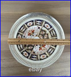 ROYAL CROWN DERBY Traditional Imari Dessert Plate WithSterling Rim 925 Great