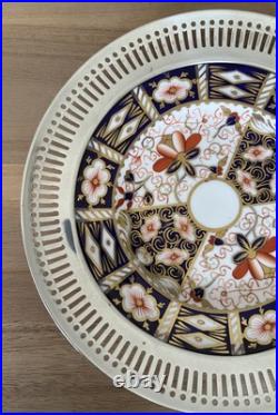ROYAL CROWN DERBY Traditional Imari Dessert Plate WithSterling Rim 925 Great