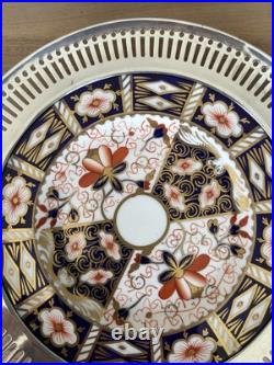 ROYAL CROWN DERBY Traditional Imari Dessert Plate WithSterling Rim 925 Great