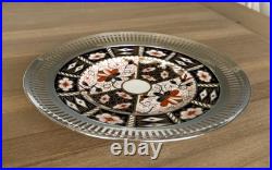 ROYAL CROWN DERBY Traditional Imari Dessert Plate WithSterling Rim 925 Great