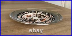 ROYAL CROWN DERBY Traditional Imari Dessert Plate WithSterling Rim 925 Great