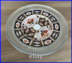 ROYAL CROWN DERBY Traditional Imari Dessert Plate WithSterling Rim 925 Great