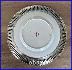 ROYAL CROWN DERBY Traditional Imari Dessert Plate WithSterling Rim 925 Great