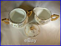 ROYAL CROWN DERBY VINE GOLD GRAPES & WHITE CREAMER & SUGAR BOWL with LID SET