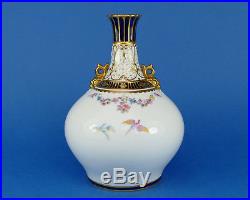 ROYAL CROWN DERBY Vase c1896 Gilded Hand Painted BIRD & Roses Pattern