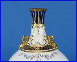 ROYAL CROWN DERBY Vase c1896 Gilded Hand Painted BIRD & Roses Pattern