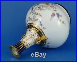 ROYAL CROWN DERBY Vase c1896 Gilded Hand Painted BIRD & Roses Pattern