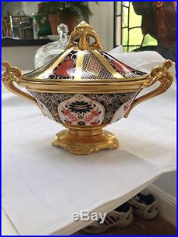ROYAL CROWN DERBYIMARI PATTERN TUREEN MARK 1128, 22ct GOLD PAINTED by HAND