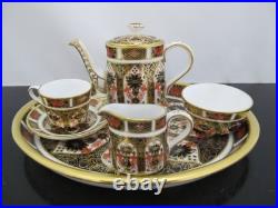 ROYAL Crown Derby 1128 OLD IMARI Bone China Full Miniature TEA SET & Oval Tray