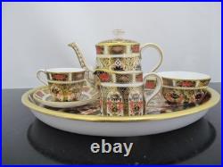 ROYAL Crown Derby 1128 OLD IMARI Bone China Full Miniature TEA SET & Oval Tray