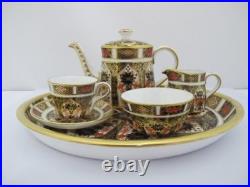 ROYAL Crown Derby 1128 OLD IMARI Bone China Full Miniature TEA SET & Oval Tray