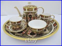 ROYAL Crown Derby 1128 OLD IMARI Bone China Full Miniature TEA SET & Oval Tray