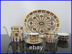 ROYAL Crown Derby 1128 OLD IMARI Bone China Full Miniature TEA SET & Oval Tray