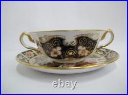 ROYAL Crown Derby 2451 Traditional IMARI Bone China SOUP Cup Bowl & Saucer Set