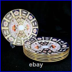 ROYAL Crown Derby 2451 Traditional IMARI China Dinner 22cm Plate Set of 6 used