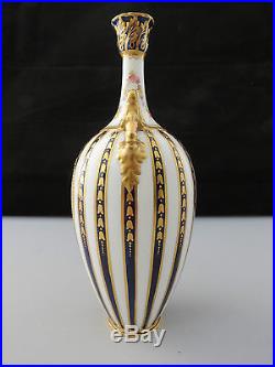 Rare 1905 Royal Crown Derby Blue Striped Vase Signed By Reuben Hague