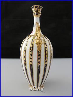 Rare 1905 Royal Crown Derby Blue Striped Vase Signed By Reuben Hague